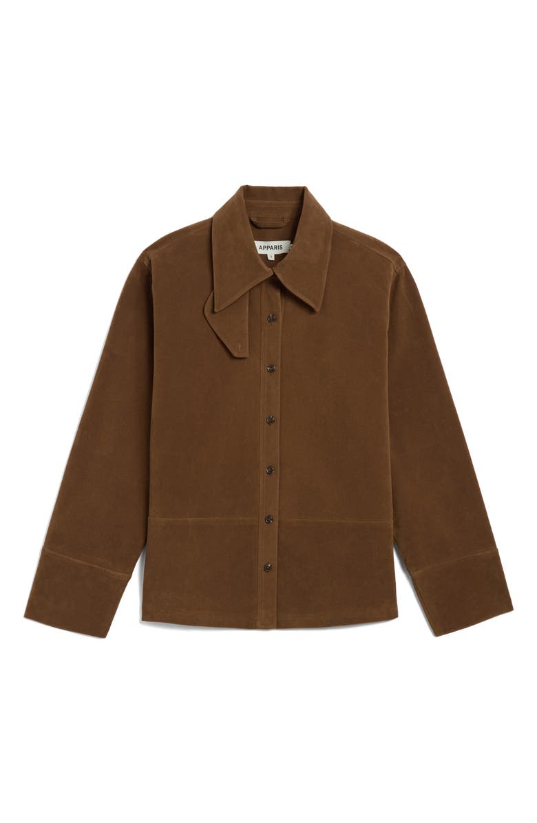 Apparis Ren Faux Suede Overshirt, Alternate, color, Saddle Brown