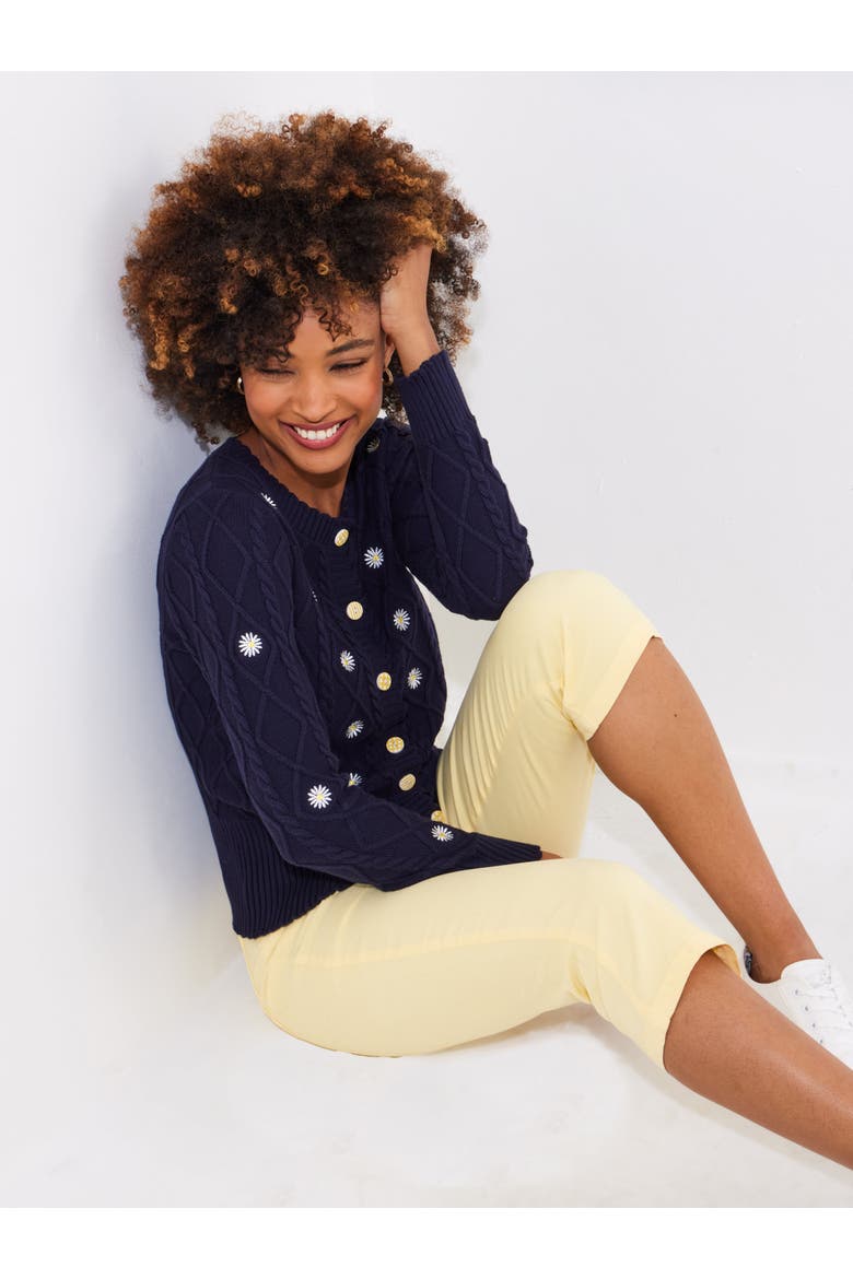 Embroidered Cable Cardigan, Main, color, EMBROIDERED DAISIES