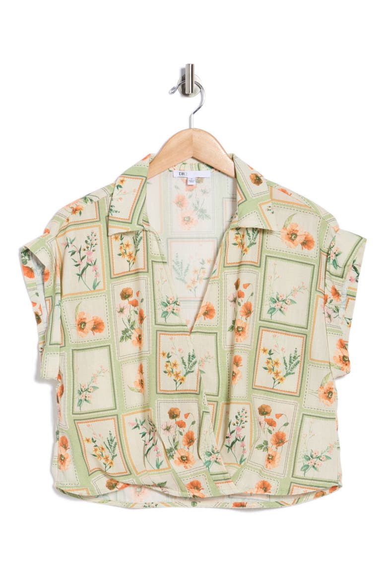 Johnny Collar Short Sleeve Crop Top, Alternate, color, SAGE