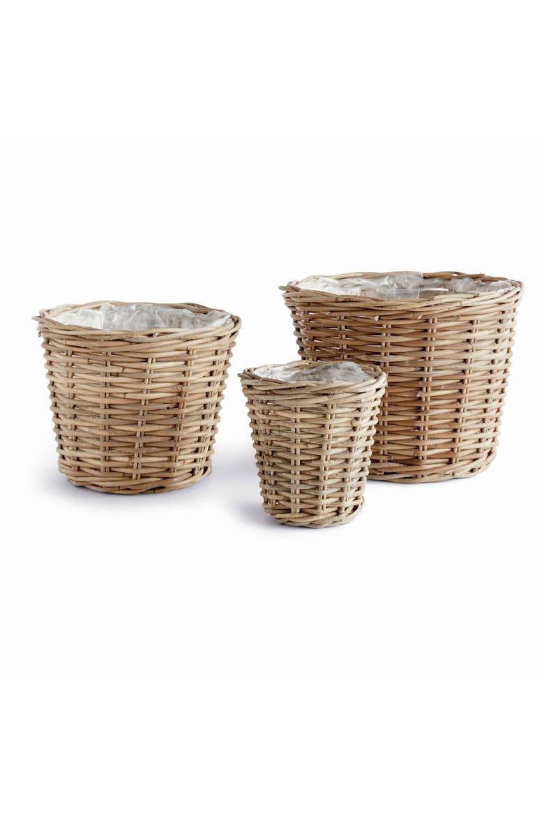 Normandy Tapered Basket Planters Set Of 3, Main, color, Gray