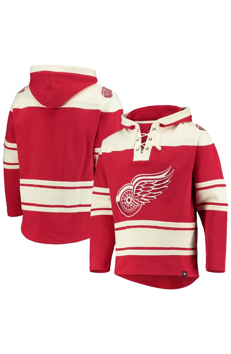 '47 Men's '47 Red Detroit Red Wings Superior Lacer Pullover Hoodie, Main, color, Red
