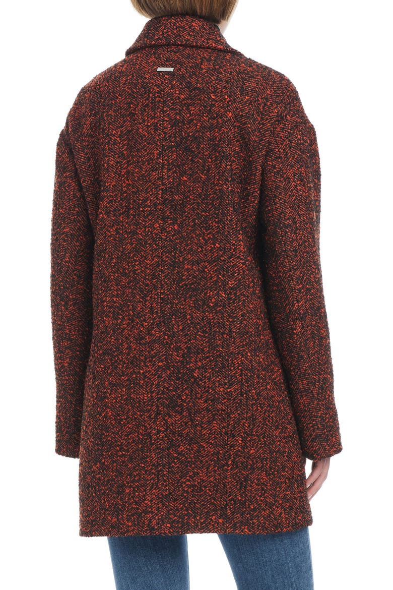 Double Breasted Herringbone Coat, Alternate, color, RED AND BLACK HERRINGBONE