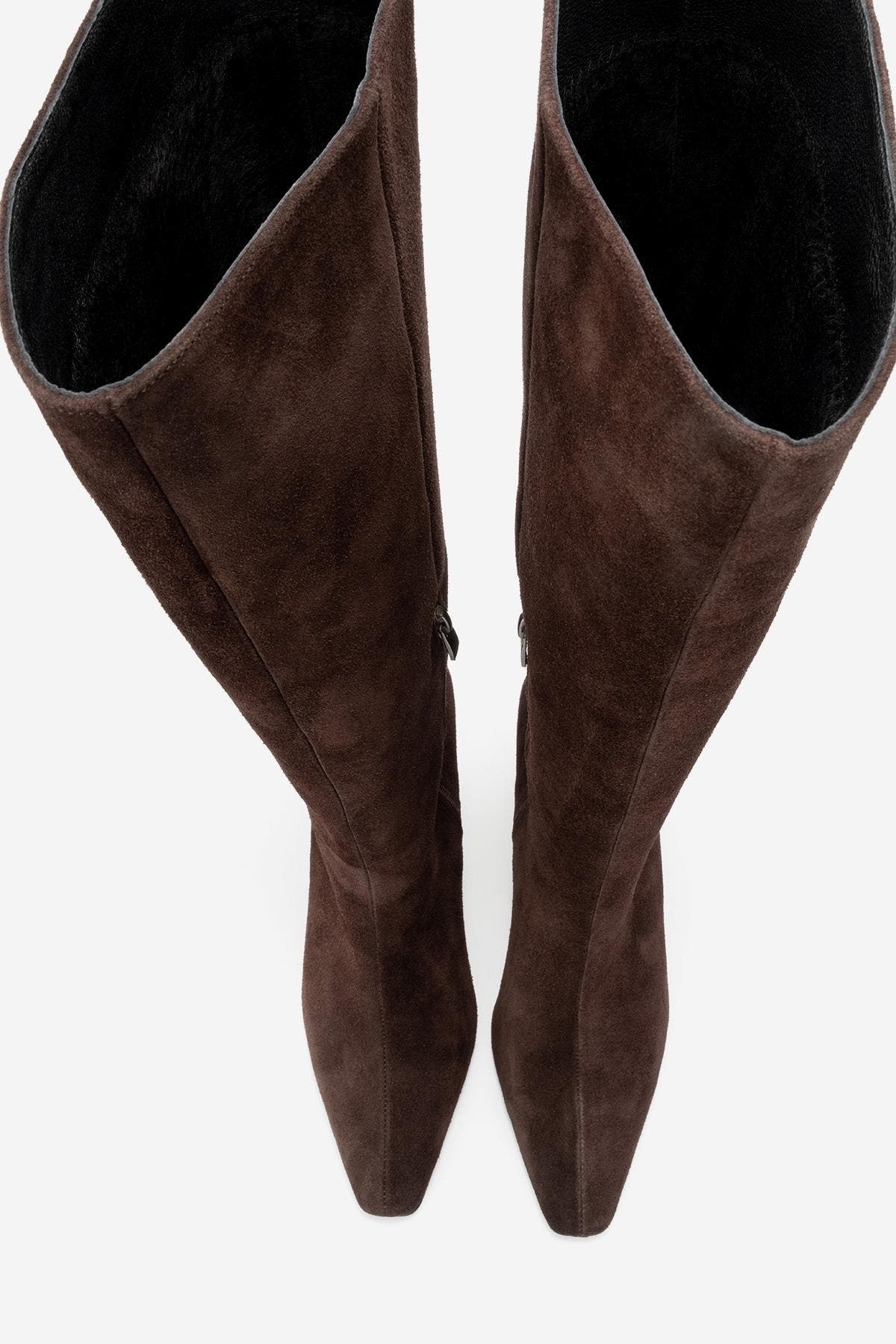 Velencia Leather Knee High Boot, Alternate, color, Brown Suede Leather