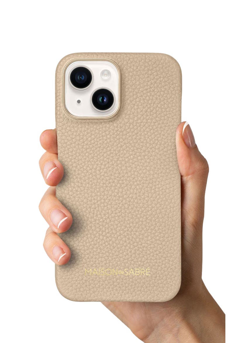 Leather Phone Case iPhone 15, Alternate, color, Saharan Nude