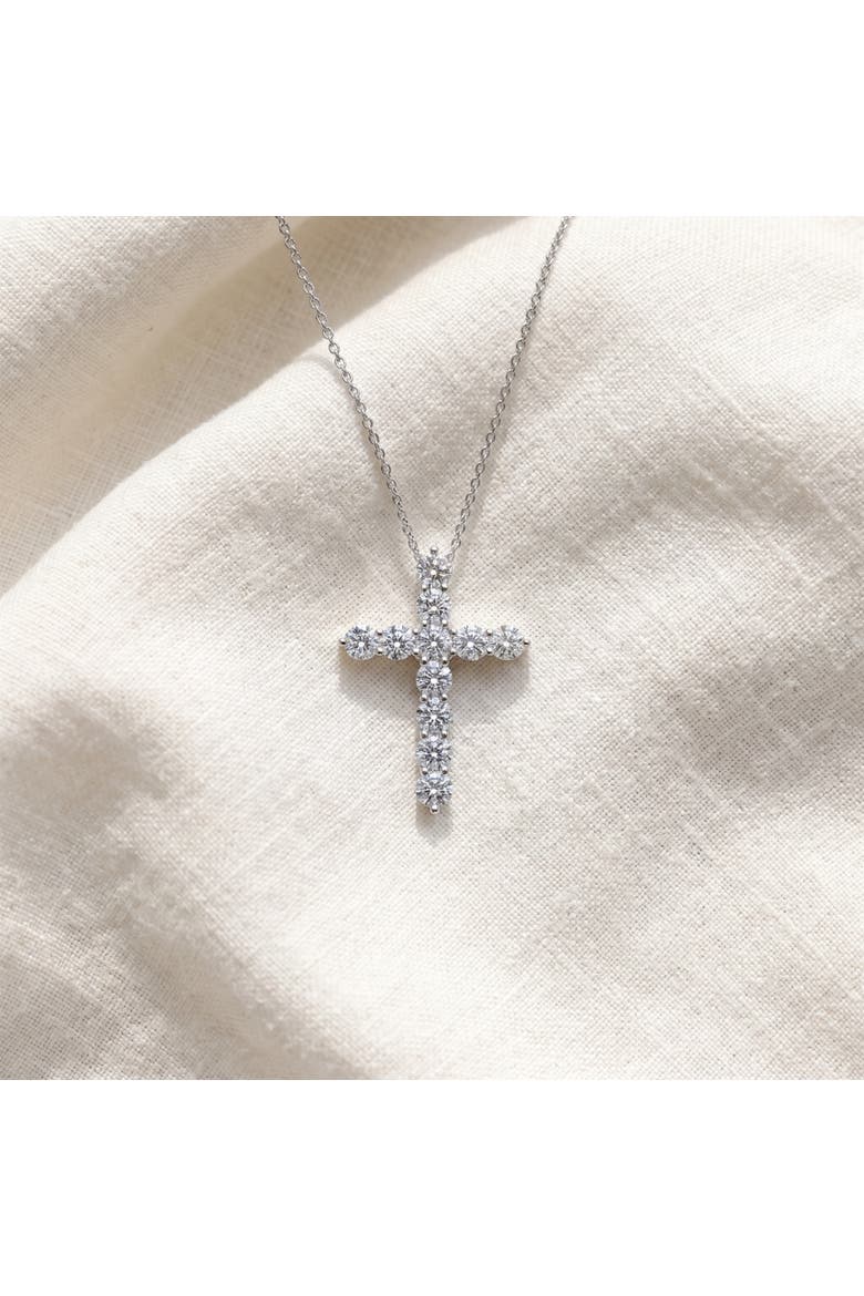 1.25Ct Diamond Cross 14k Gold 18" Necklace 1" Tall Lab Grown, Alternate, color, Yellow Gold