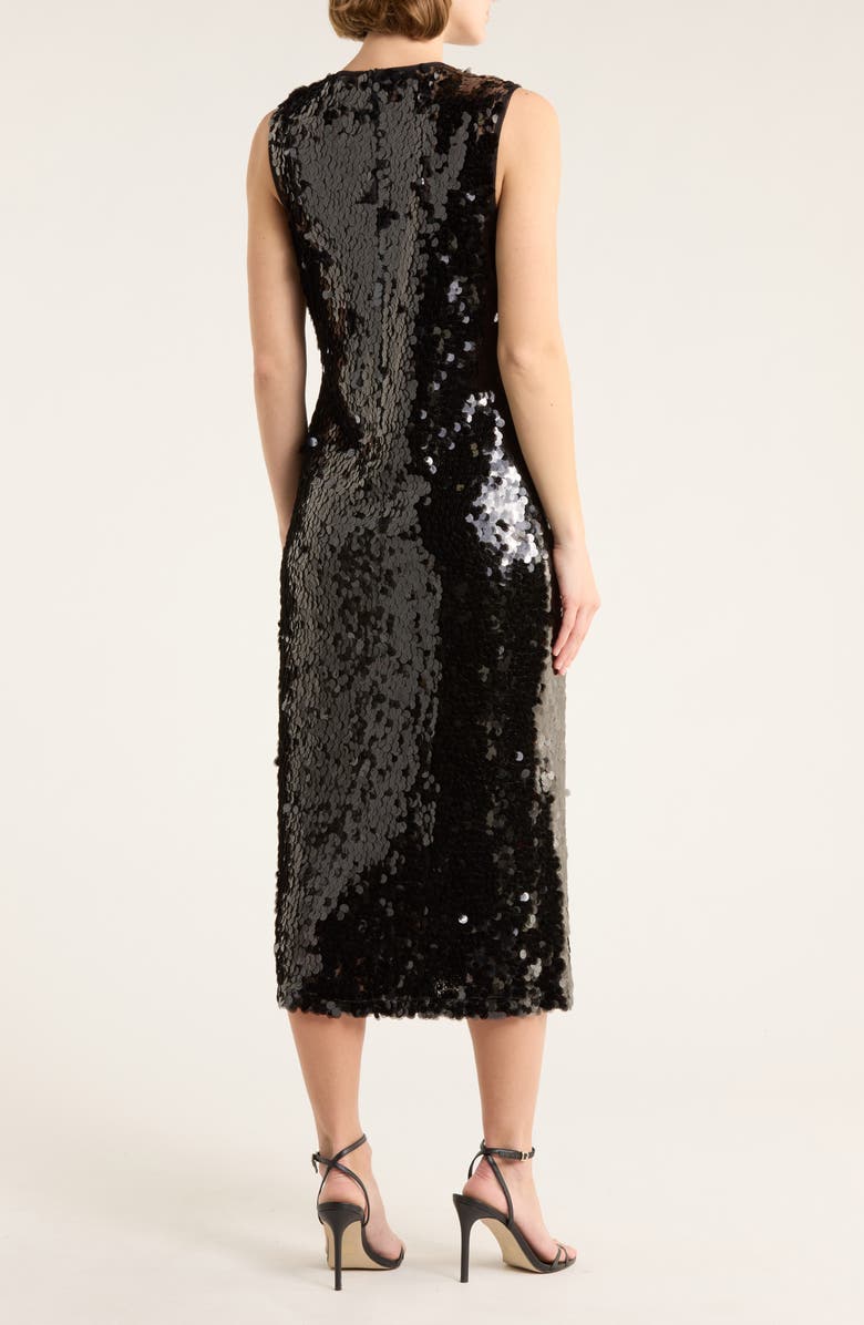 WAYF Sleeveless Sequin Midi Dress, Alternate, color, Black