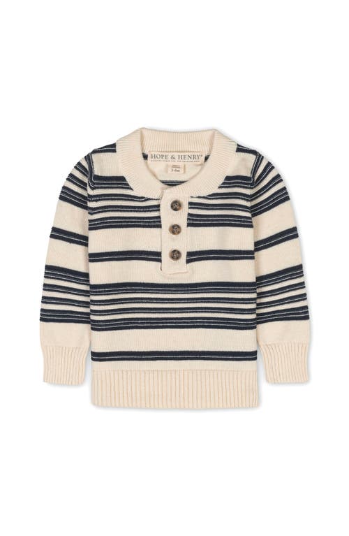 Hope & Henry Organic Long Sleeve Henley Pullover Sweater With Elbow Patches In Multi