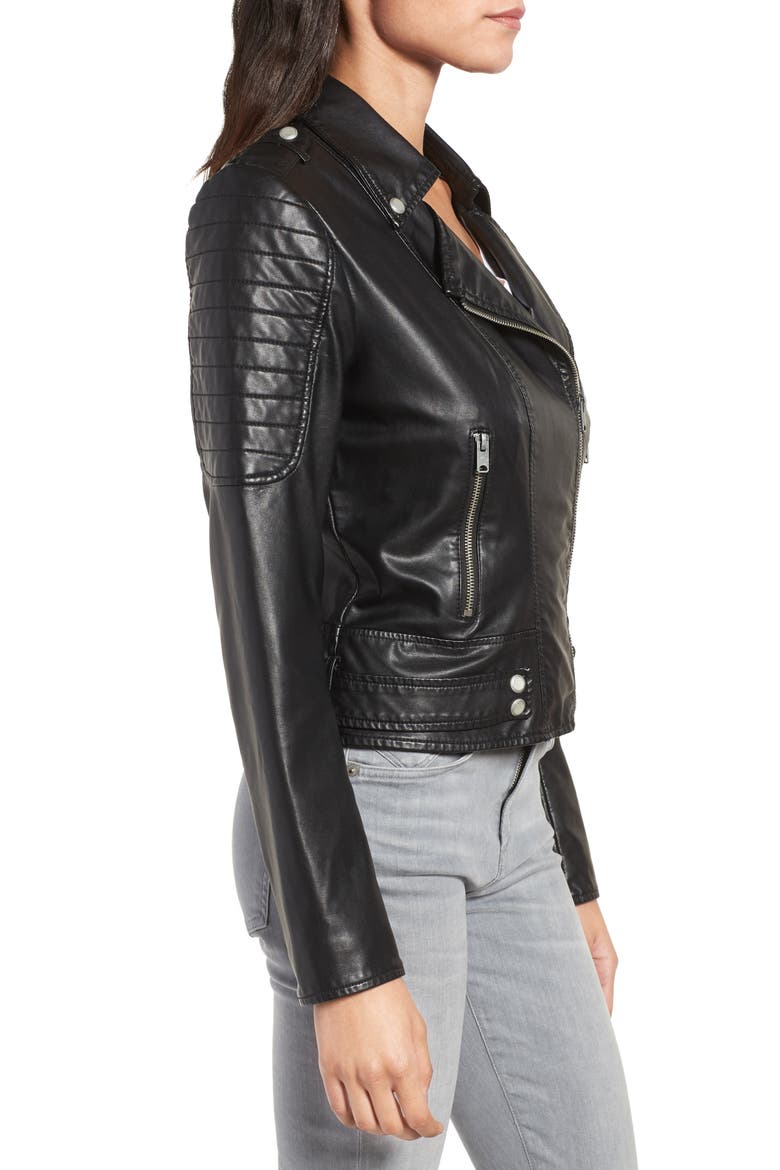 Leanne Faux Leather Jacket, Alternate, color, BLACK
