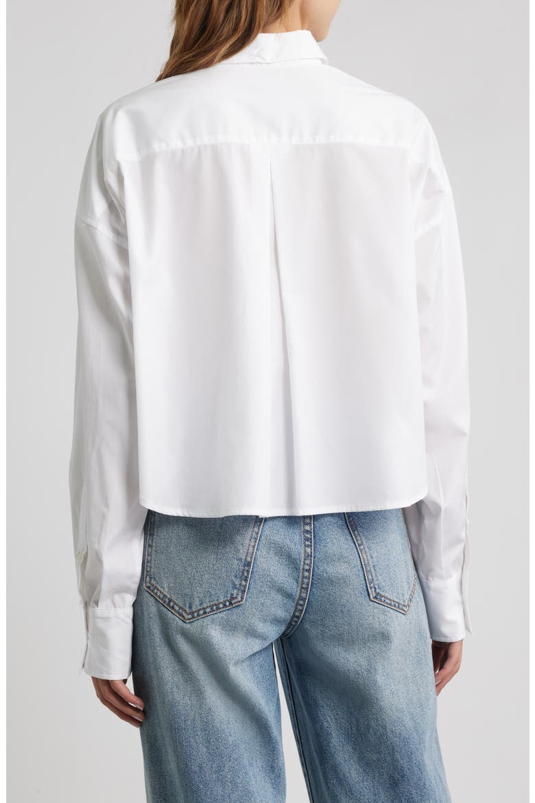 Marin Cotton Crop Button-Up Shirt, Alternate, color, WHITE