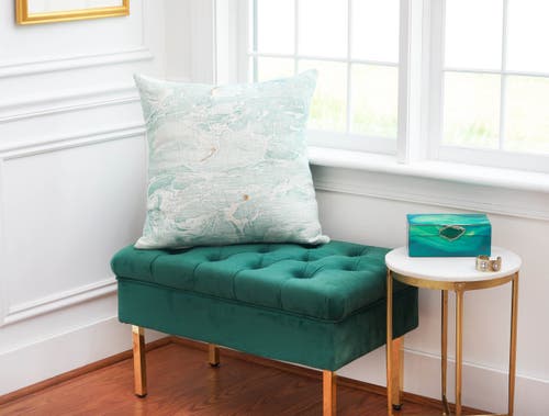 Elisabeth York Marble Juniper Pillow In Green