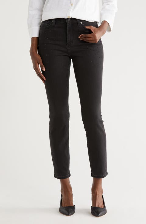 Black Sparkle High Rise Skinny Jeans