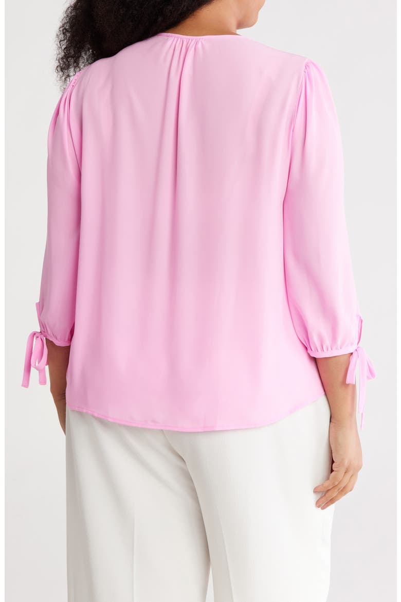 V-Neck Tie Sleeve Top, Alternate, color, BARBIE PINK