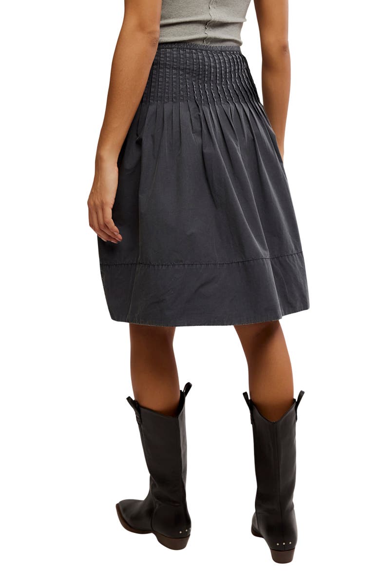 Peyton Pintuck Pleat Midi Skirt, Alternate, color, WASHED BLACK