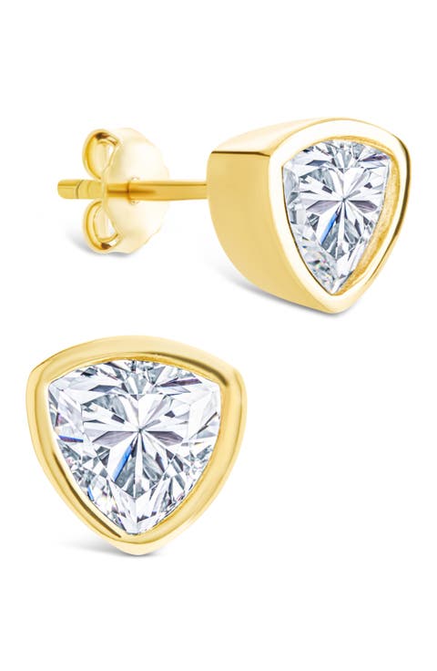 Trillion Cut Cubic Zirconia Stud Earrings