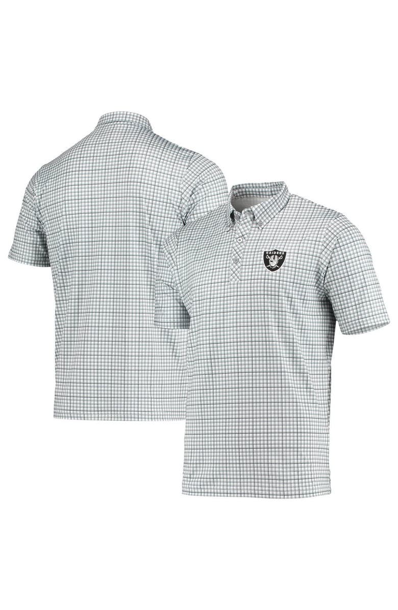 ANTIGUA Men's Antigua Gray/Black Las Vegas Raiders Deliver Button-Down Polo, Main, color, White