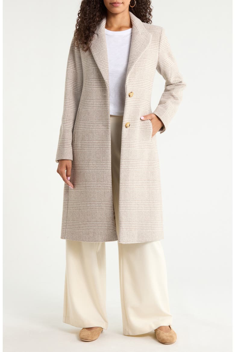Wool Blend Tweed Coat, Main, color, CAMEL/ CREAM PLAID