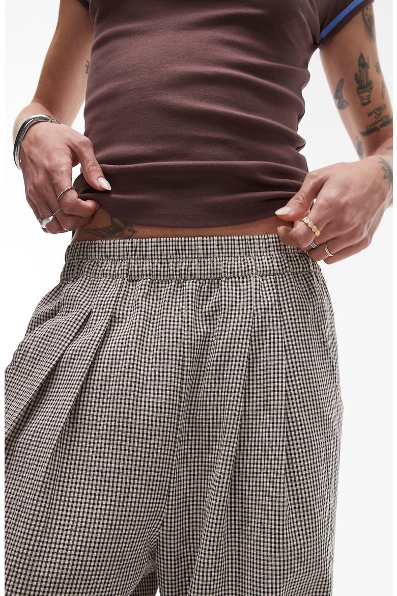 Gingham Tapered Leg Pants, Alternate, color, BROWN MULTI