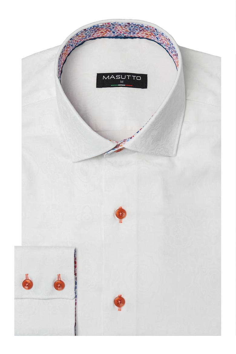 Solomon Jacquard Button-Up Shirt, Main, color, White