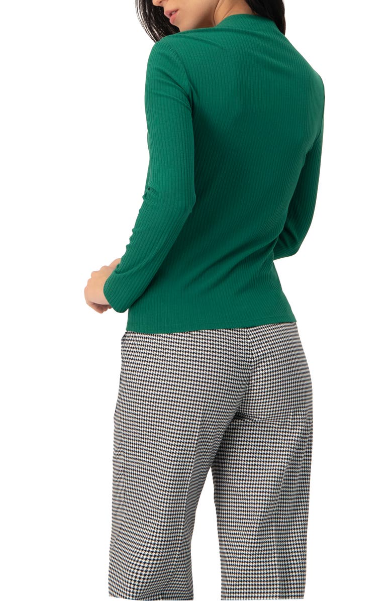 IVONNE Ribbed Knit Top with Asymmetrical Neckline, Alternate, color, Green
