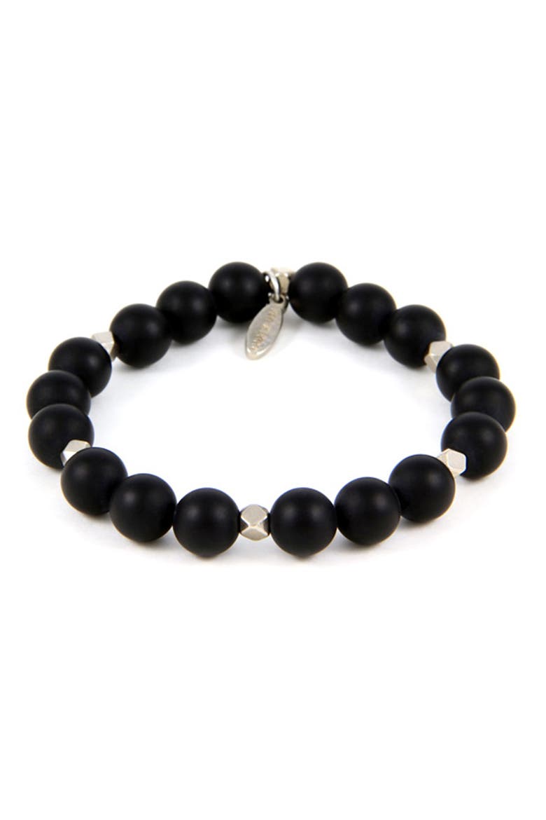 Men's Bold Move Black Onyx Bead Bracelet, Main, color, SILVER