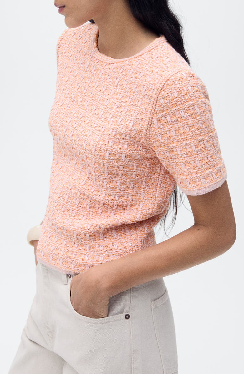 MANGO Tweed Knit Short Sleeve Sweater, Alternate, color,