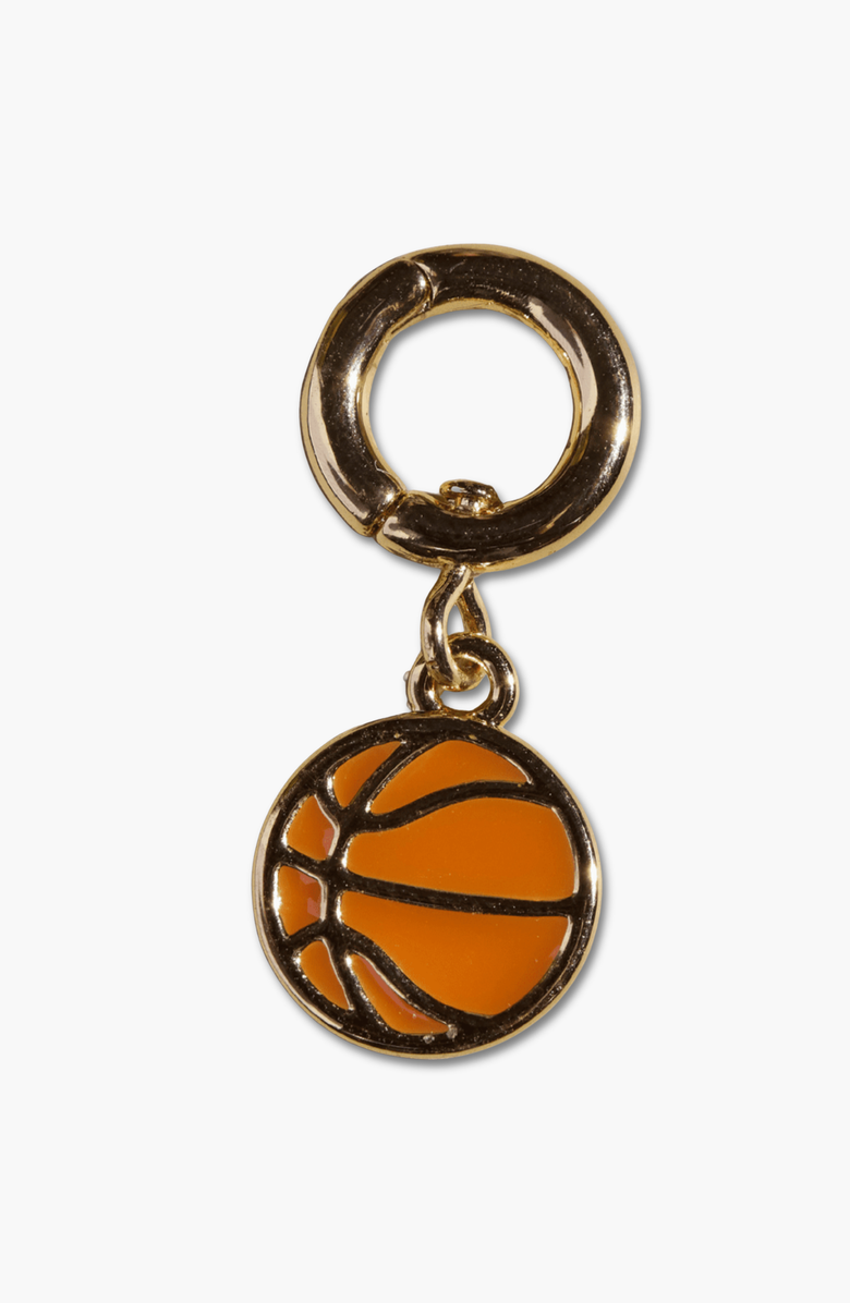 Nickel & Suede Basketball Charm, Main, color, Gold / Orange