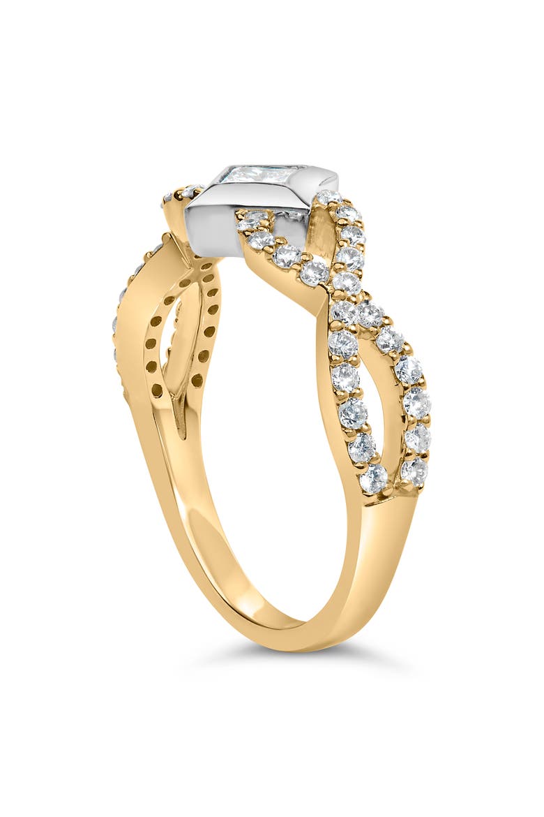 10K Two Tone Color 5/8 Cttw Diamond Kite and Twist Shank Ring, Alternate, color, Yellow