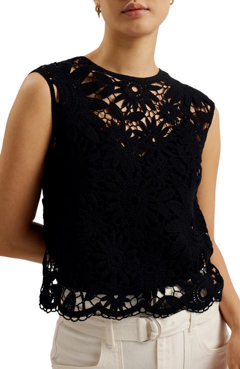 Katrnn Sleeveless Cotton Crochet Top