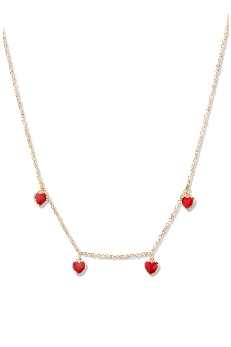 Meave Heart Enamel Necklace, Main, color, RED/ GOLD