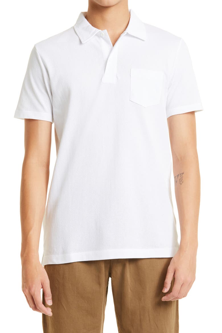 Men's Riviera Cotton Polo, Main, color, WHITE