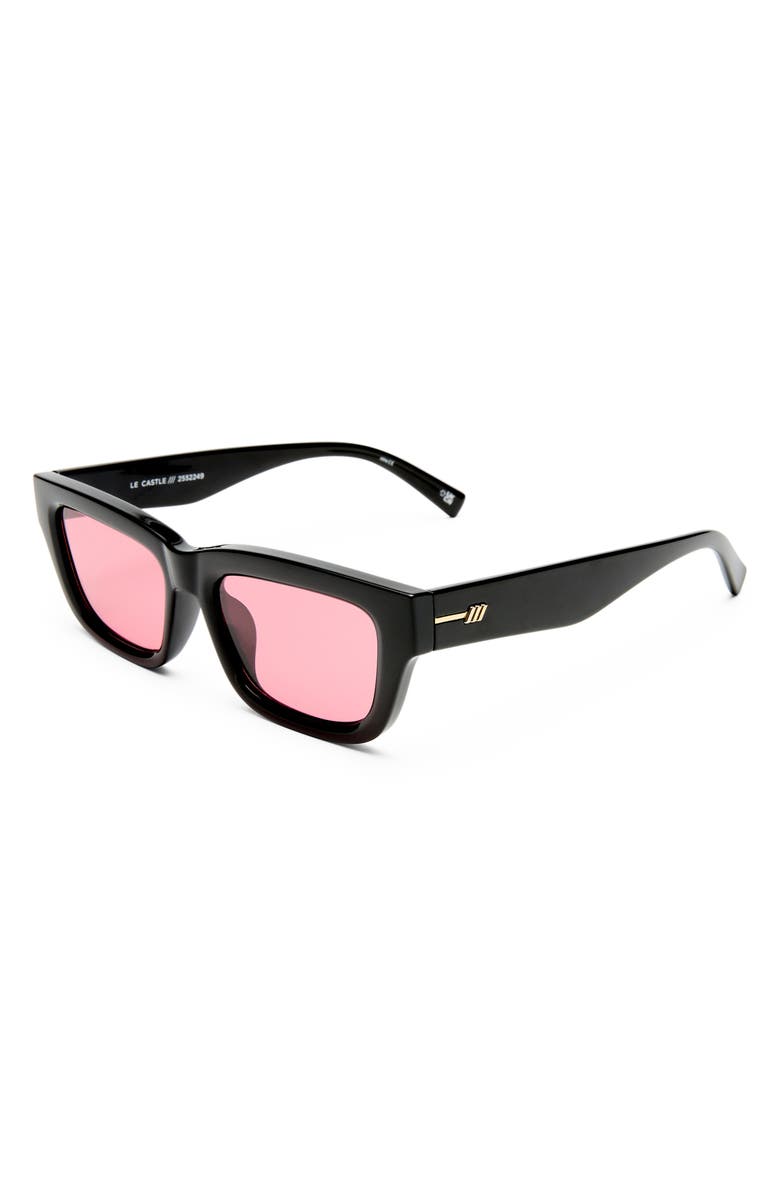Le Specs Le Castle 54mm D-Frame Sunglasses, Alternate, color, Black / Crimson Tint