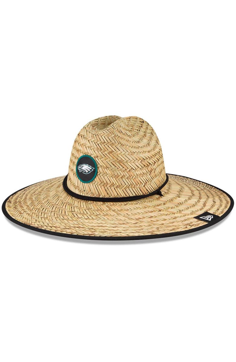 New Era Men's New Era Natural Philadelphia Eagles NFL Training Camp Official Straw Lifeguard Hat, Main, color,