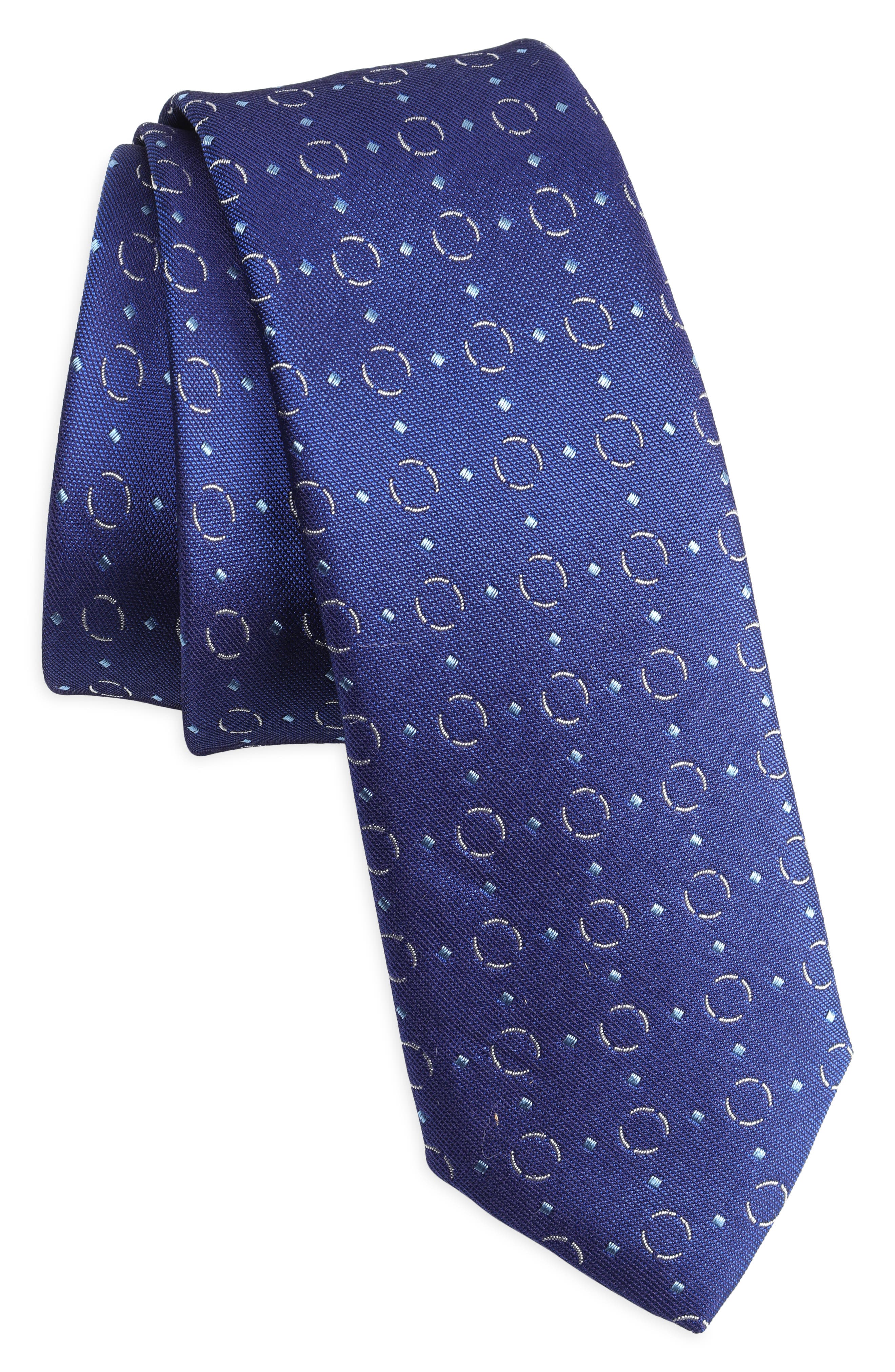 BOSS Geometric Pattern Silk Tie