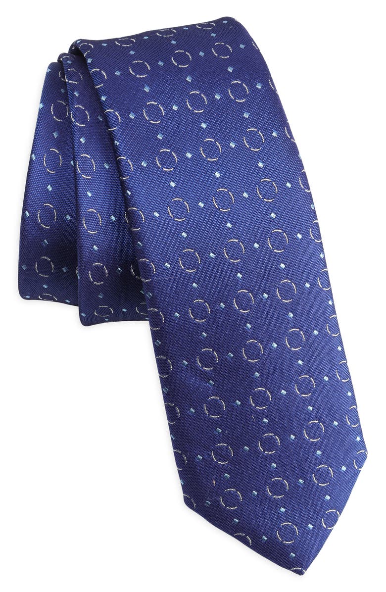 BOSS Geometric Pattern Silk Tie, Main, color, Bt Bu