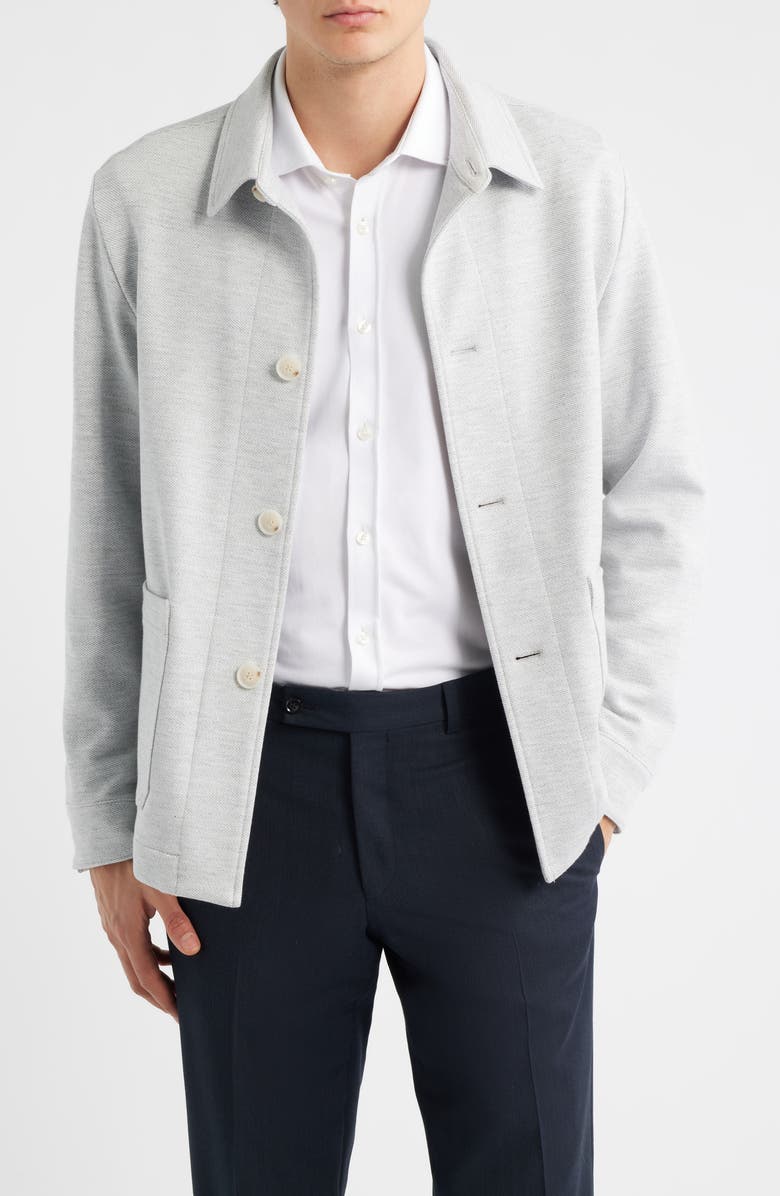 BOSS Carper Knit Shirt Jacket, Main, color, Silver
