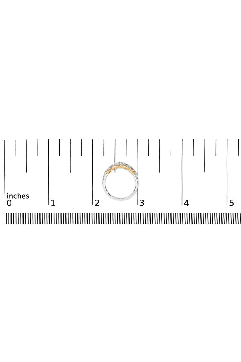 10K Gold Plated Sterling Silver 1/3 Cttw Tri-Color Chevron Diamond Stackable Ring, Alternate, color, Yellow Gold over Silver
