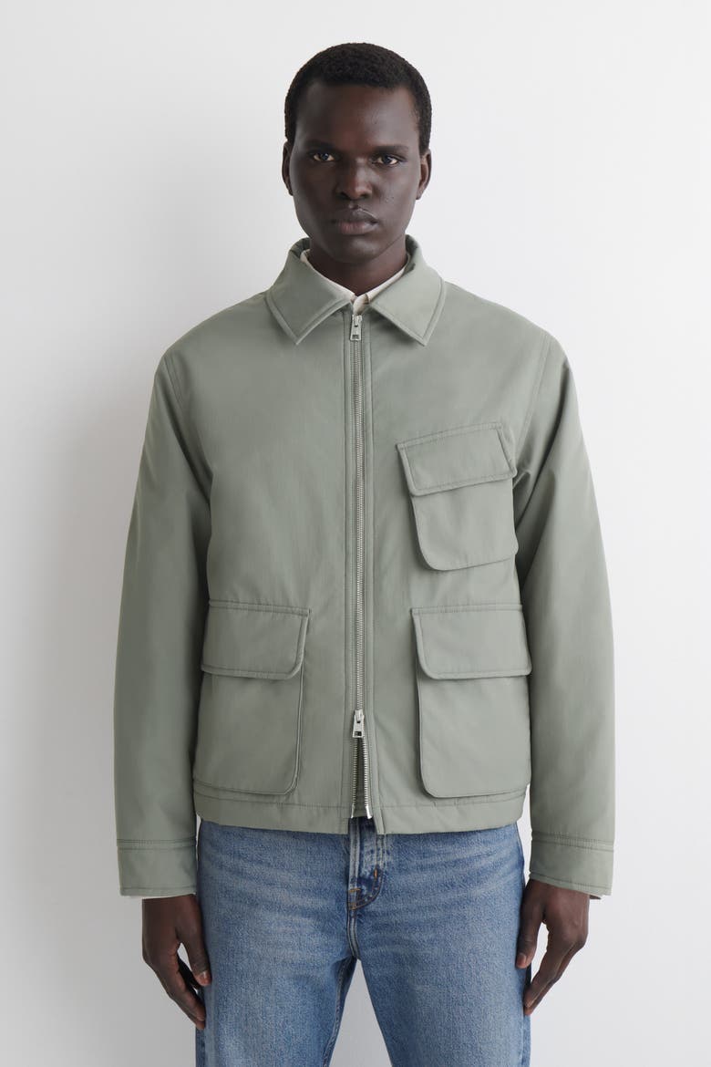 Padded Nylon Utility Jacket, Alternate, color, SAGE GREEN