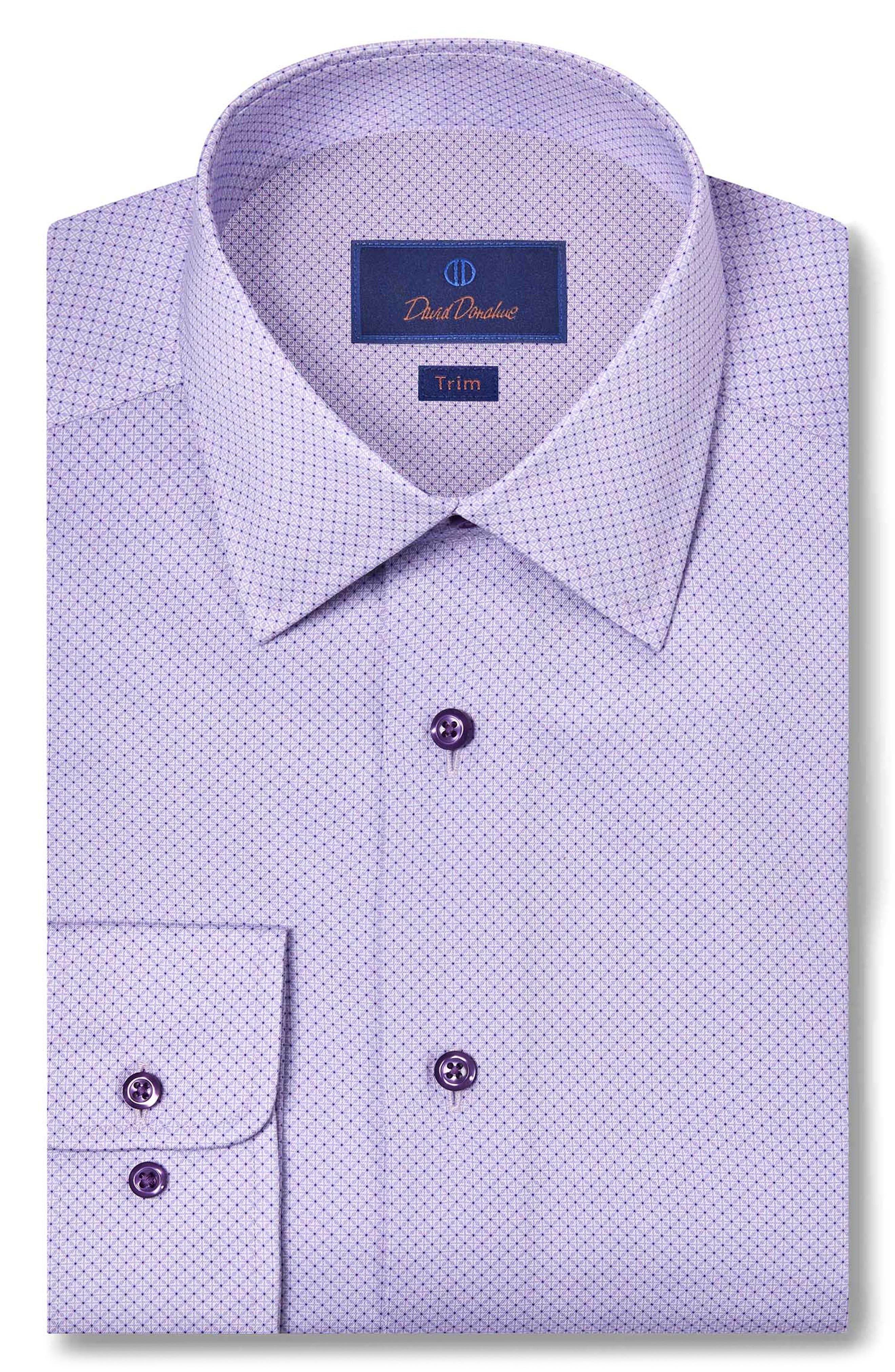 Trim Fit Micro Geometric Print Dress Shirt