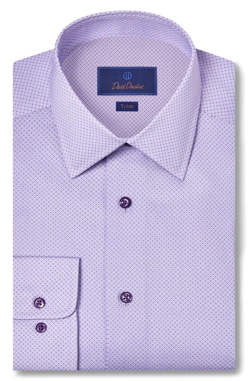 David Donahue Trim Fit Purple Geometric Print Cotton Dress Shirt In Purple
