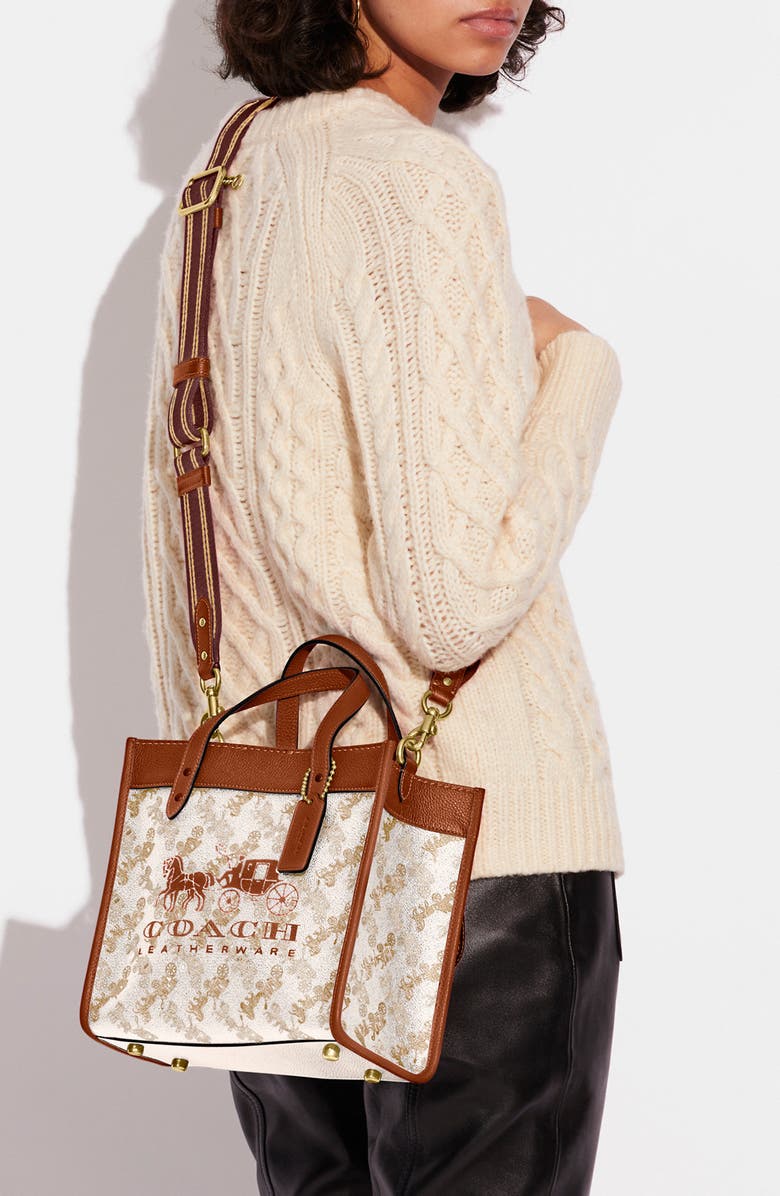 COACH Signature Coated Canvas & Leather Field Tote, Alternate, color,