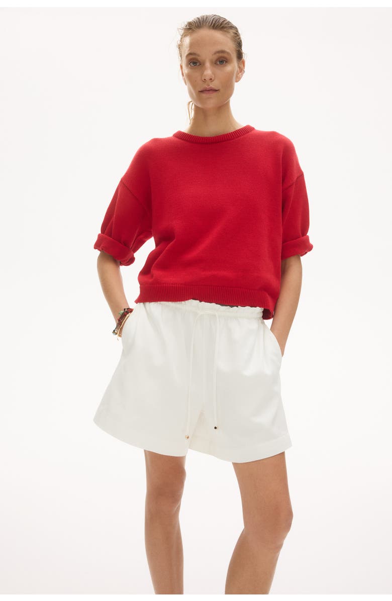 H&M Denim Drawstring Shorts, Alternate, color, White