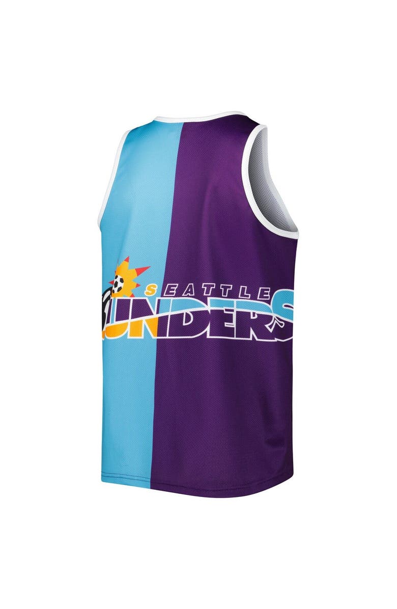 Mitchell & Ness Men's Mitchell & Ness Purple/Blue Seattle Sounders FC Sublimated Split Logo Tank Top, Alternate, color, Purple