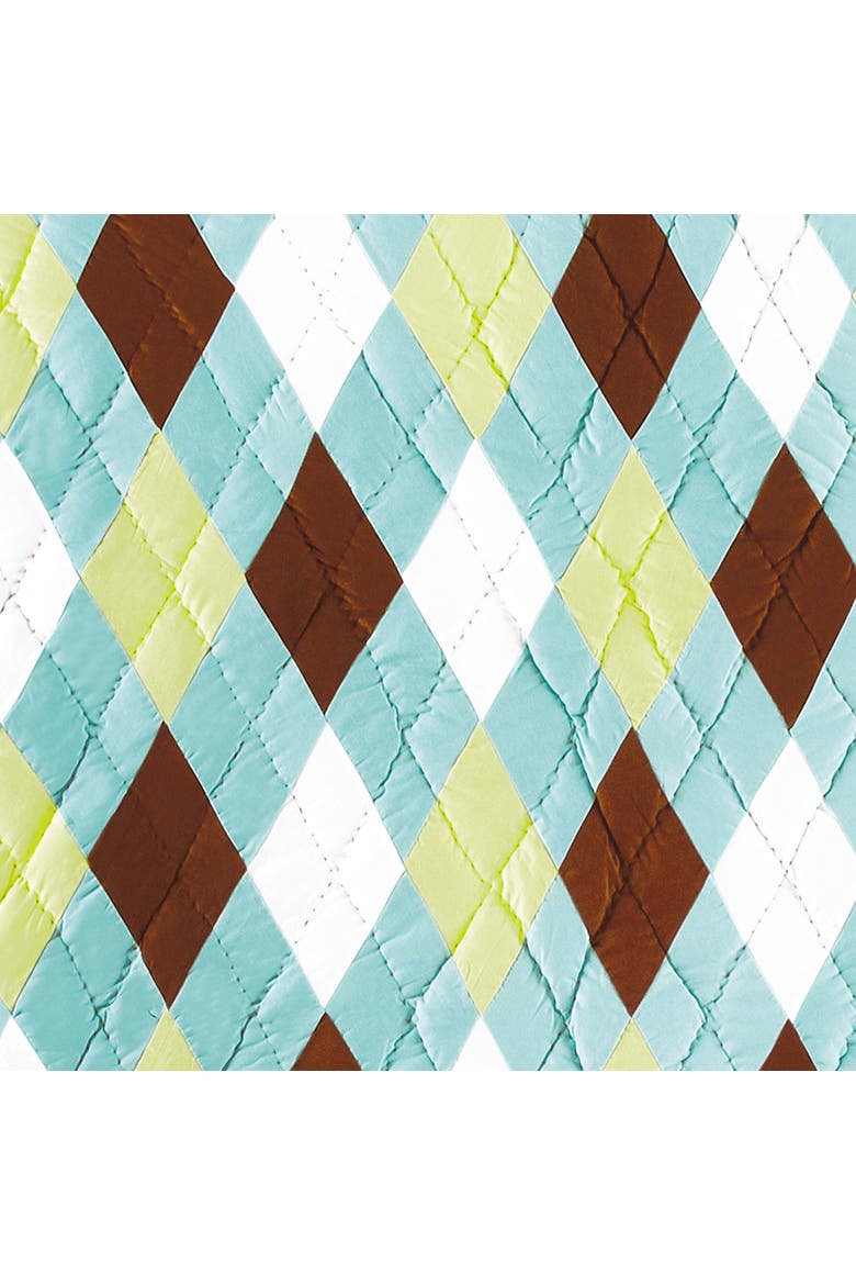 Argyle Aqua Cotton Quilted 50" x 60" Throw Blanket, Alternate, color, Blue