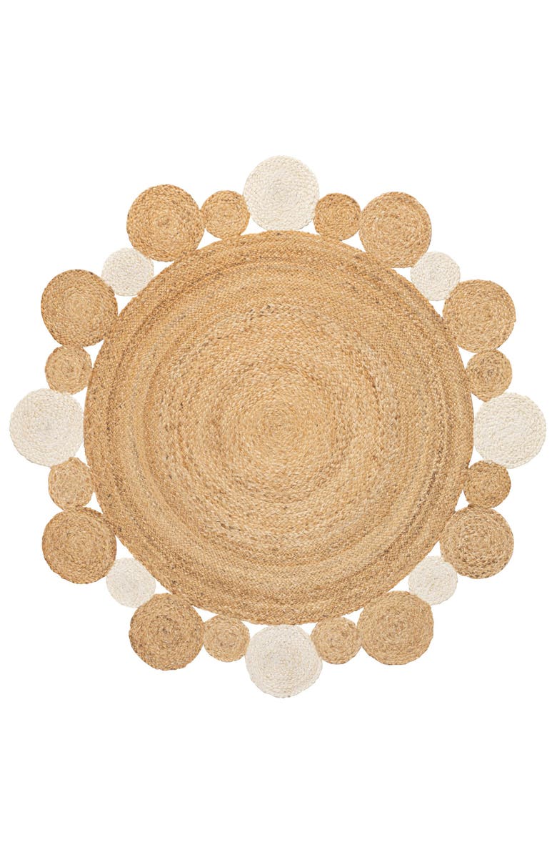 JONATHAN Y Ayana Two-Tone Jute Hippy Circle Round Area Rug, Main, color, Natural/Cream