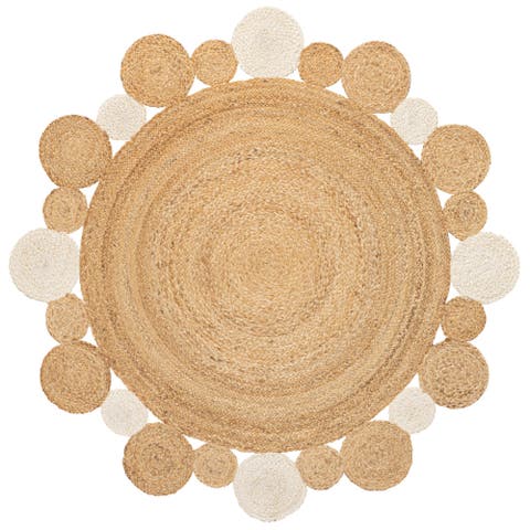 Ayana Two-Tone Jute Hippy Circle Round Area Rug
