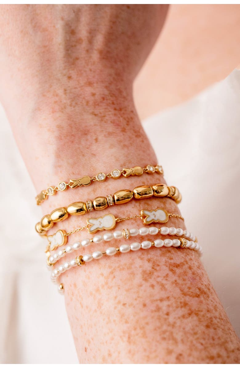 Alex and Ani Peeps<sup>®</sup> Pearlized Bunny Bracelet, Alternate, color, Gold