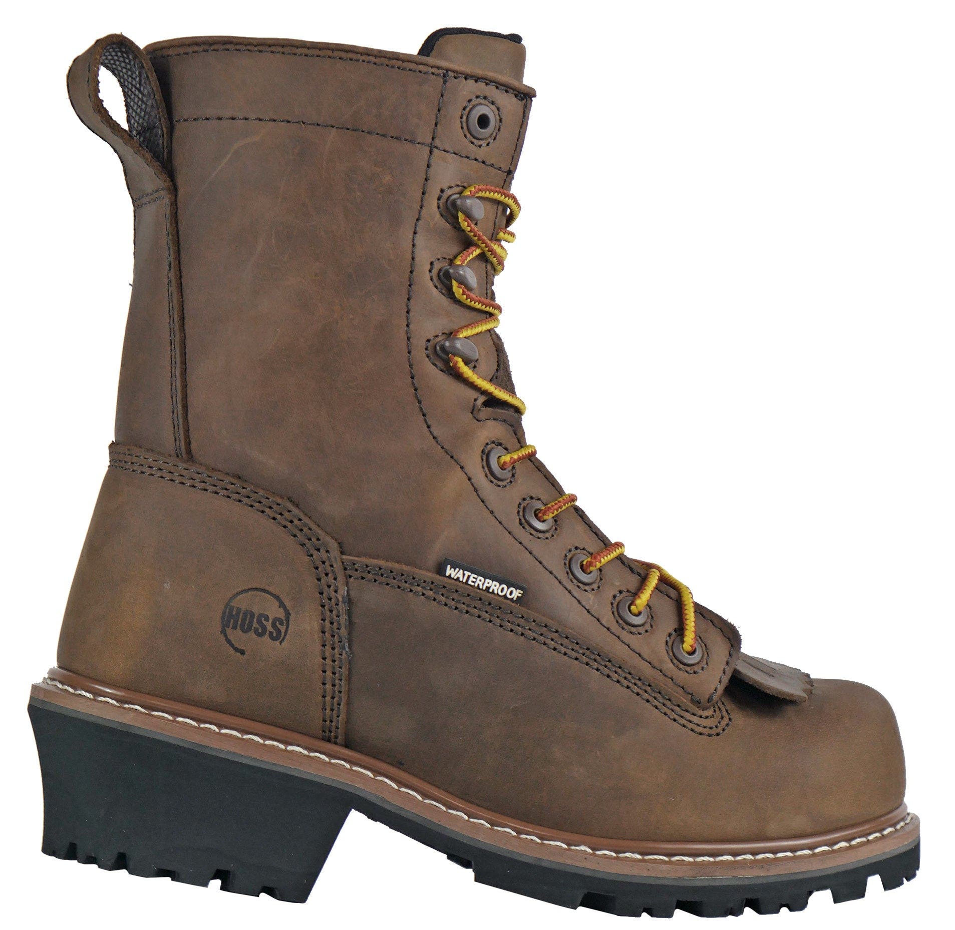 Hoss Boot Company HOSS Cross Cut Kiltie Logger Composite Toe Work Boot, Alternate, color, Brown