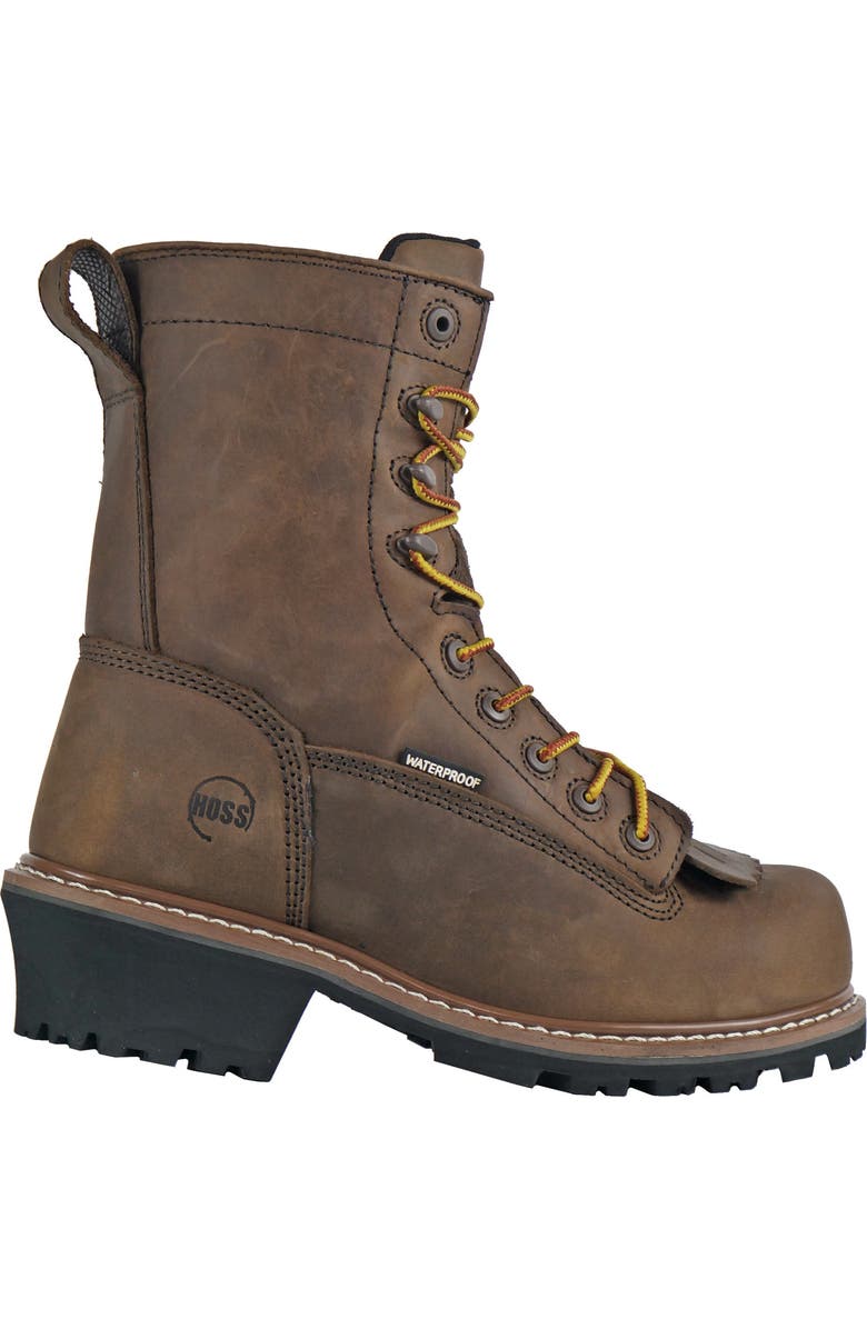 Hoss Boot Company HOSS Cross Cut Kiltie Logger Composite Toe Work Boot, Alternate, color, Brown