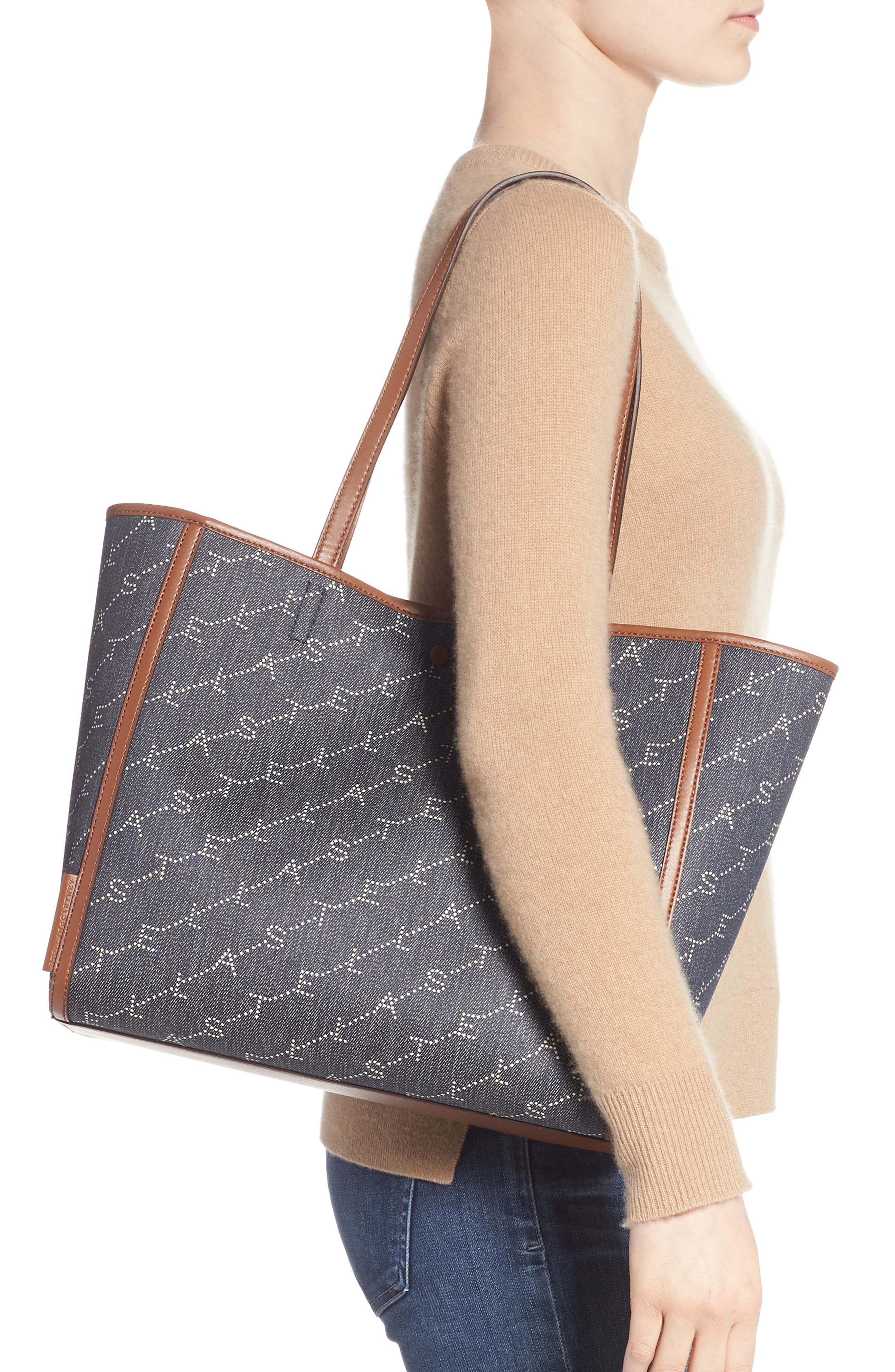 Stella McCartney Logo Canvas Tote, Alternate, color, 