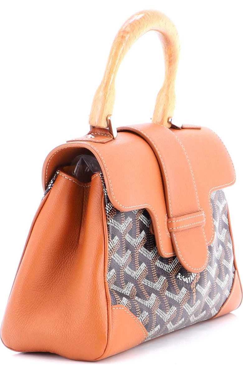 Pre-Owned Goyard Saigon Top Handle Bag Coated Canvas with Leather Mini, Alternate, color, Brown